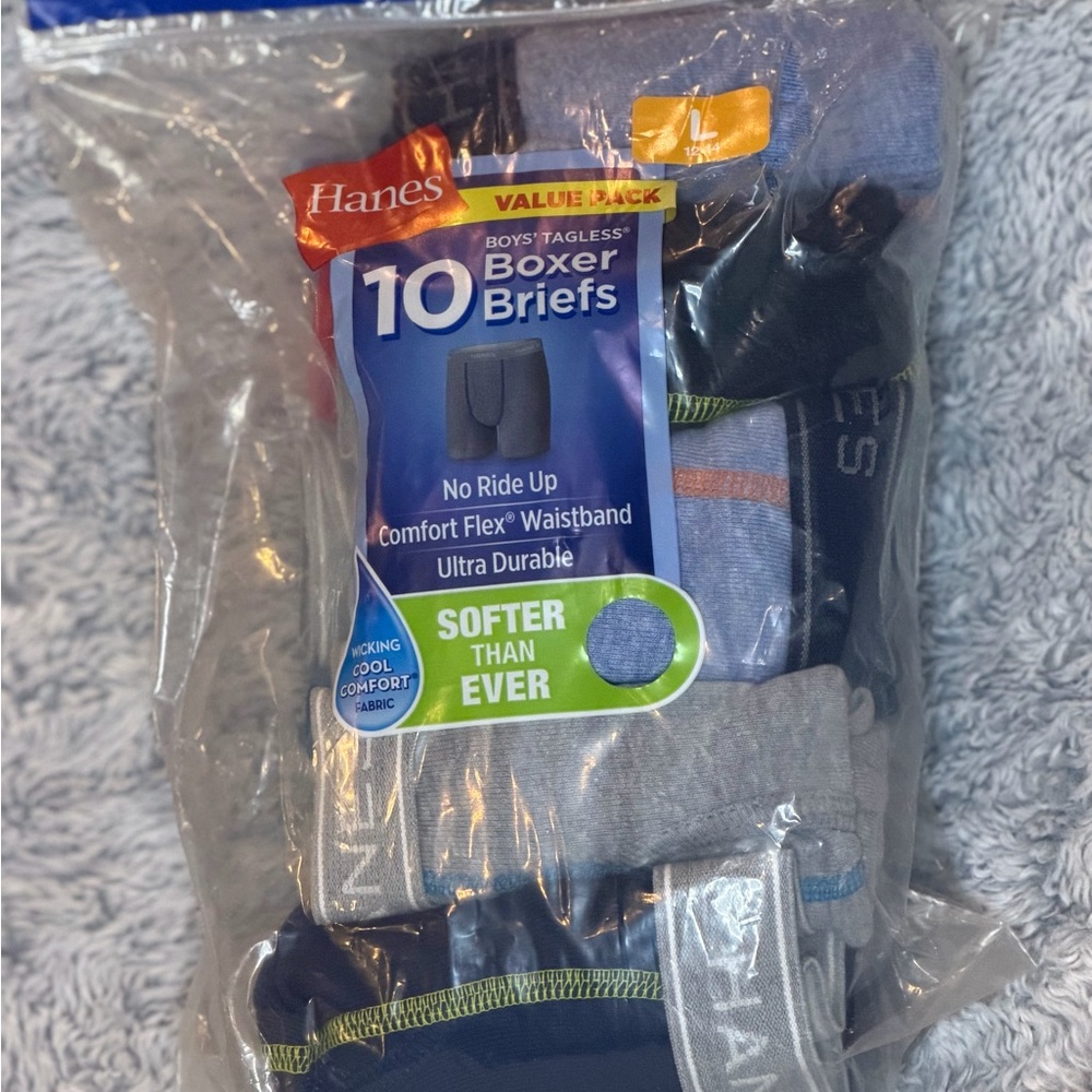 Hanes Boys' Tagless Boxer Briefs - Blue and Gray Variety